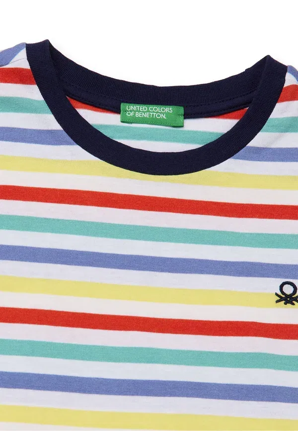 Футболка United Colors Of Benetton с полосками и принтом с логотипом, мультиколор — фото 3