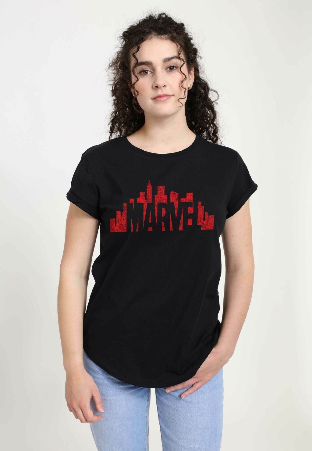 

Футболка с принтом Marvel Other Skyline Logo Oversize Marvel, черная