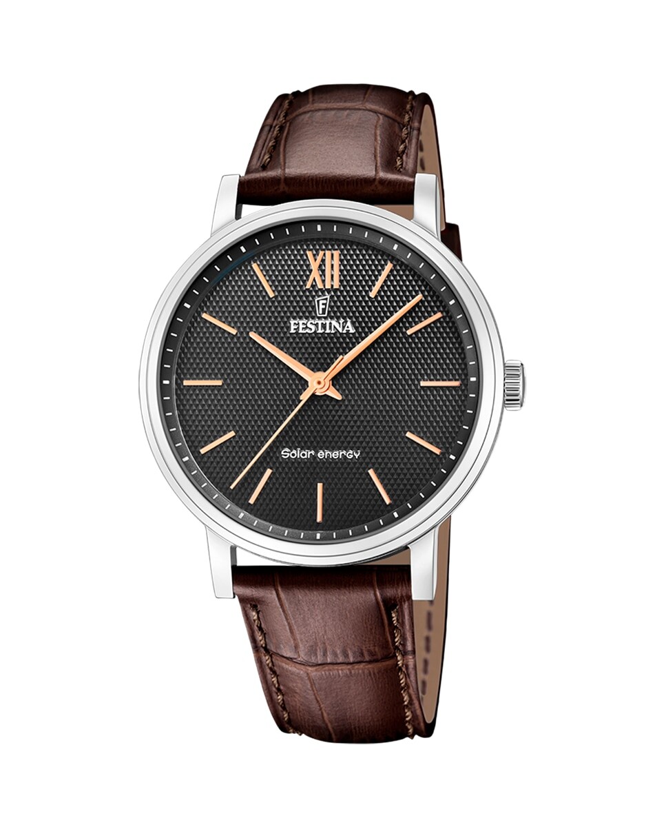 

Мужские часы F20660/6 Solar Energy из коричневой кожи Festina, коричневый