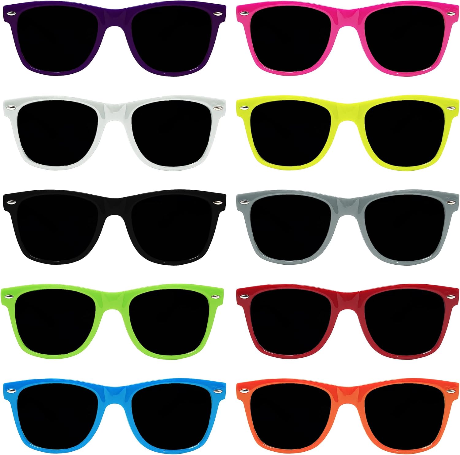 

Стильные поляризованные солнцезащитные очки Funky Junque в стиле ретро — защита от УФ-излучения, классические очки унисекс — для девичника, однотонные, в выгодных комплектах, 10 Pack - Solids - Concert Bundle