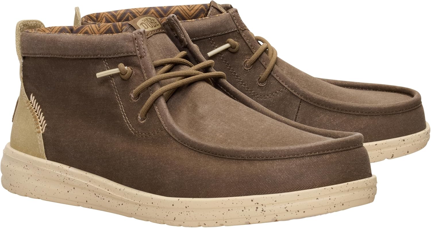 Кроссовки HEYDUDE Mens Wally Mid Gripr Stretch Canvas, коричневый — фото 2