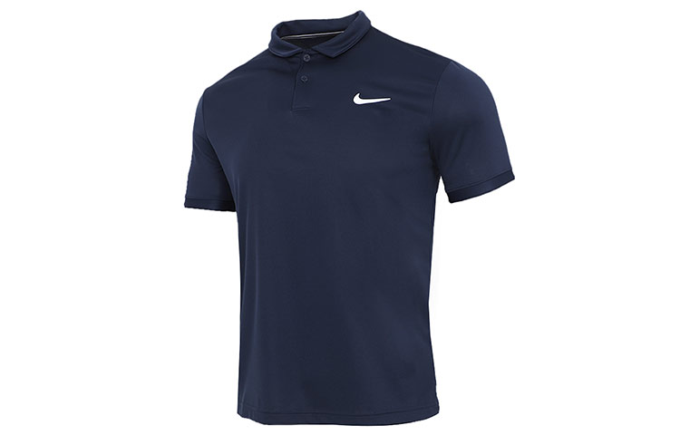 Футболка поло Dri Fit мужская темно-синяя Nike — фото 2