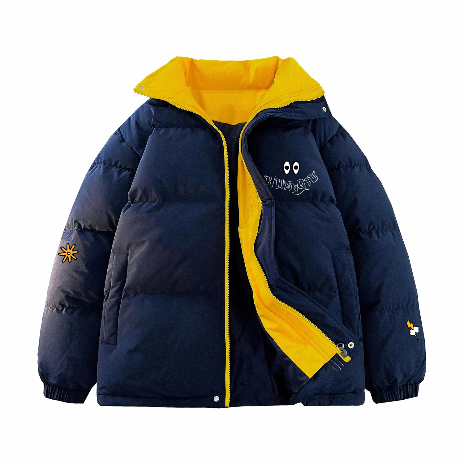 

Пуховик Unisex Stand Collar Moderate Padded HUANQIU, темно-синий