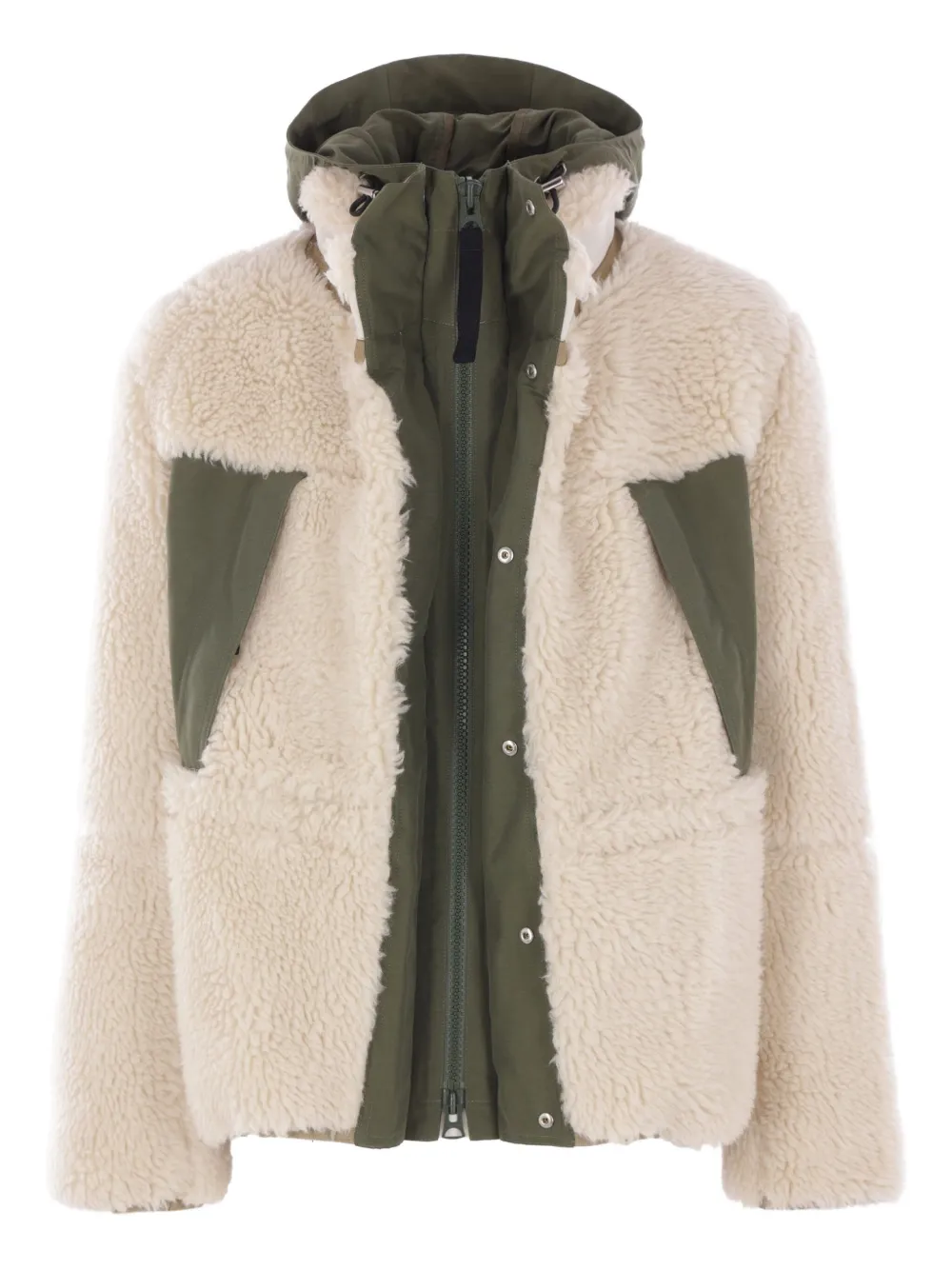 

Куртка с капюшоном и флисовой вставкой Sacai, нейтральный