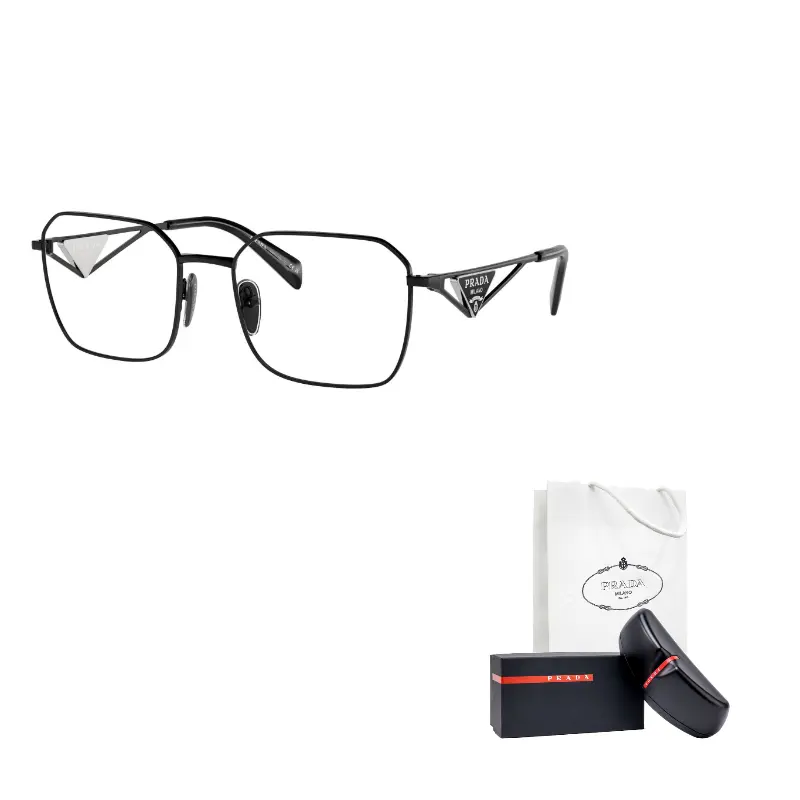 

PRADA Металлическая оправа для очков нестандартной формы женская черная, Black