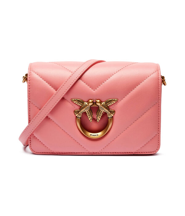 

Сумка женская Pinko Love Click Mini кожаная с логотипом бренда, розовый