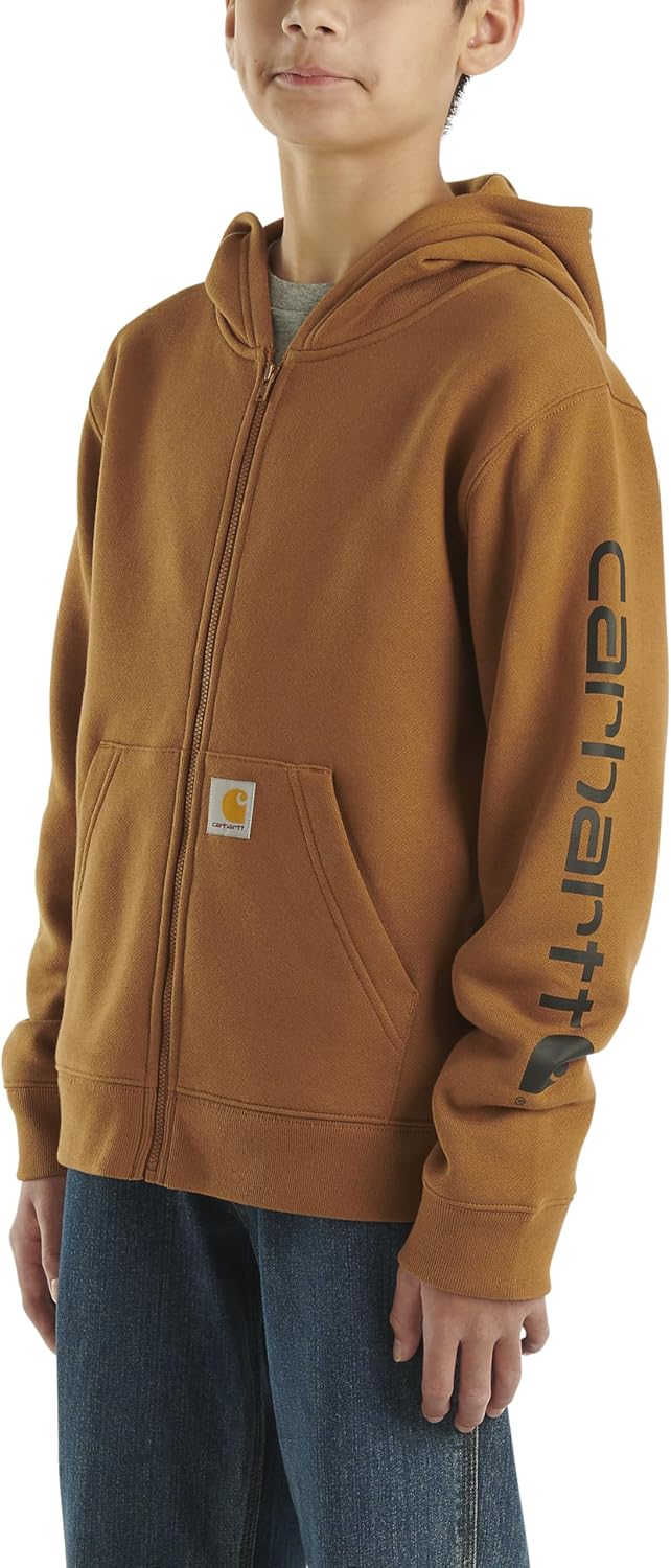 Детская толстовка Carhartt CP8675 с длинными рукавами и логотипом на молнии - для мальчиков, Carhartt Brown — фото 2
