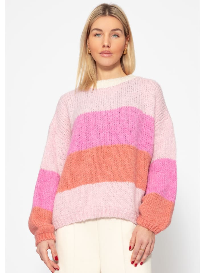 

Полосатый вязаный свитер розового цвета SASSYCLASSY