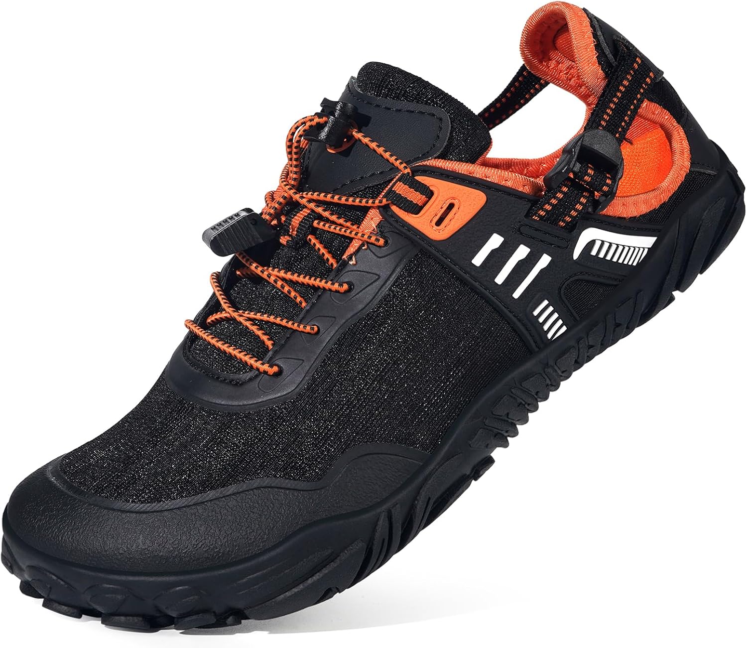 

Женские и мужские водные сандалии Eagsouni, быстро сохнущие спортивные акваобувь, босоножки с нескользящей подошвой для активного отдыха, походов, с широкой передней частью и поддержкой свода стопы, черный/оранжевый