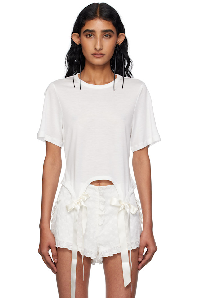 

Футболка с бантом Simone Rocha, цвет ivory
