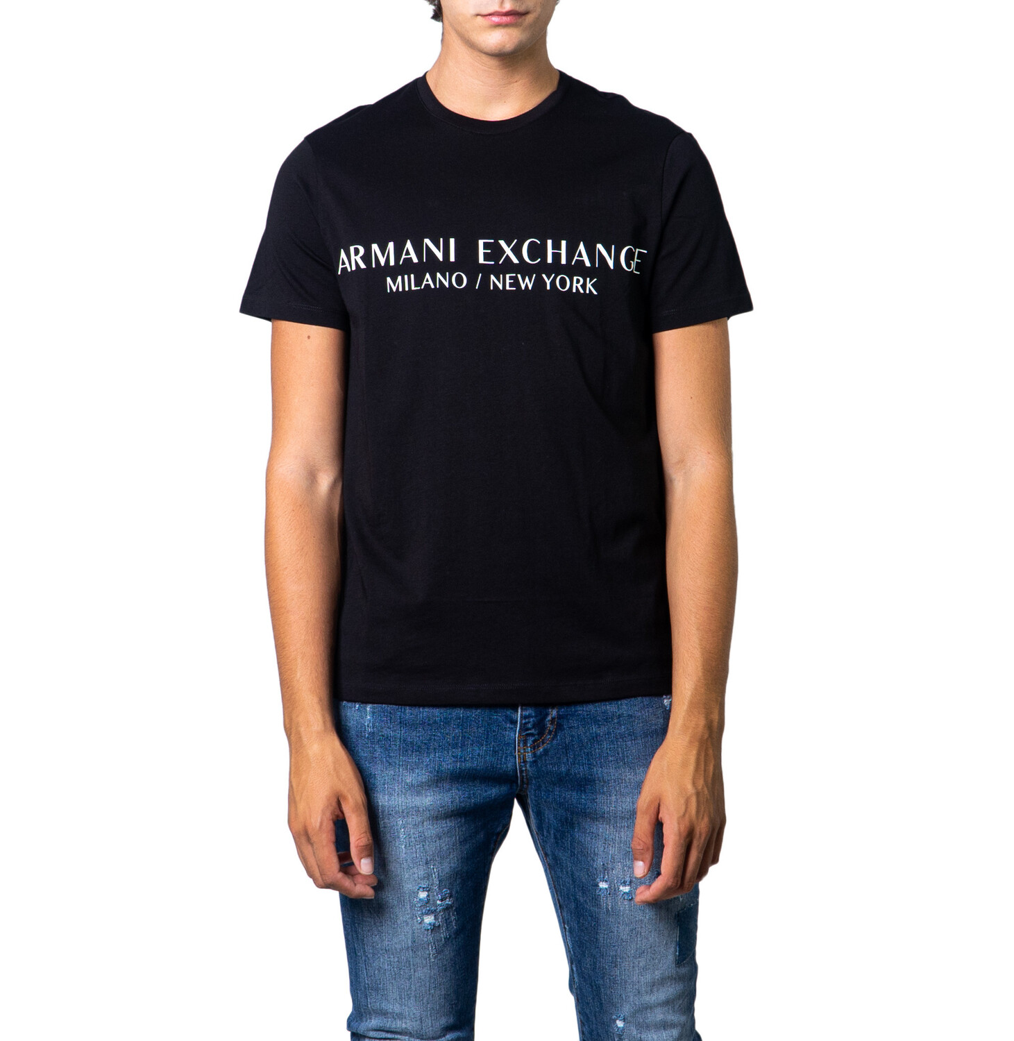 

Футболка мужская Armani Exchange с фирменным принтом, черный