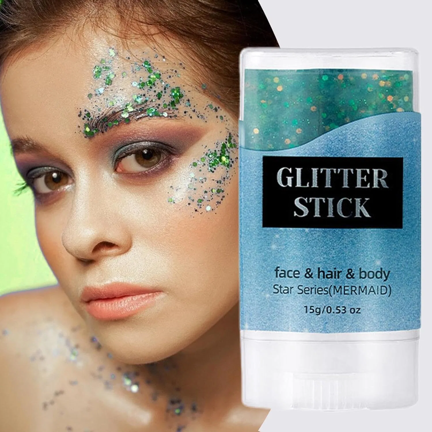 Блеск для тела и волос Glitter Stick зеленый — фото 3