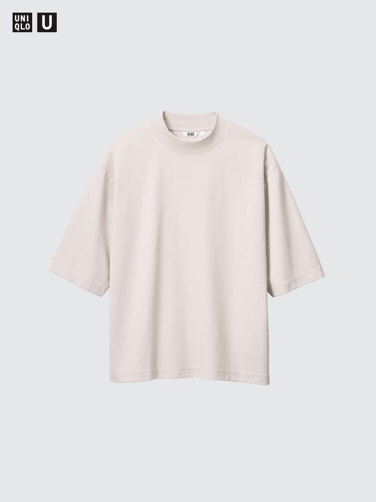 

Футболка свободного кроя AIRism из хлопка с воротником-стойкой Uniqlo, цвет 02 серый