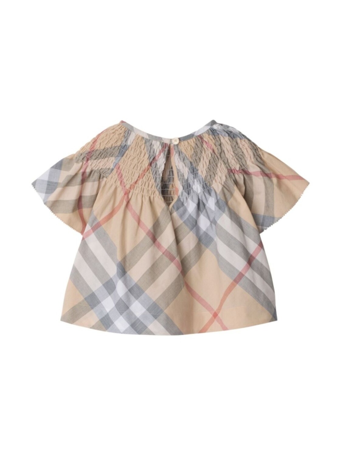 Блузка из хлопка в клетку Burberry Kids, нейтральный цвет — фото 2