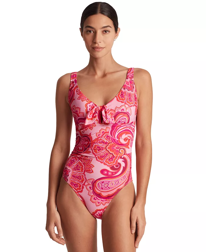 

Женский купальник с принтом и завязками спереди One-Piece Lauren Ralph Lauren, мультиколор