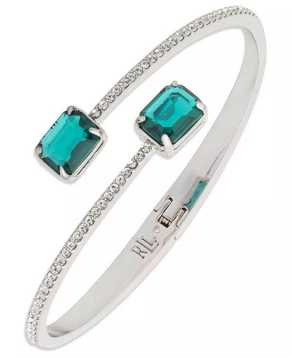 

Браслет-Манжета со стеклянным обводным камнем серебристого цвета (также золотистого цвета) Lauren Ralph Lauren, green