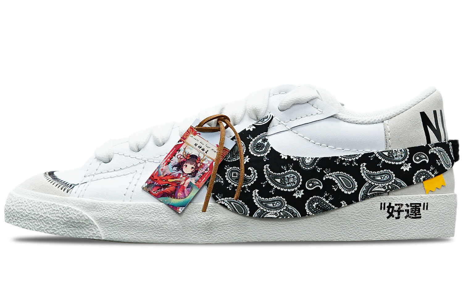 

Мужские кроссовки для скейтбординга Nike Blazer, JUMBO LOW-TOP BLACK BOTTOM SMALL GRAY FLOWER