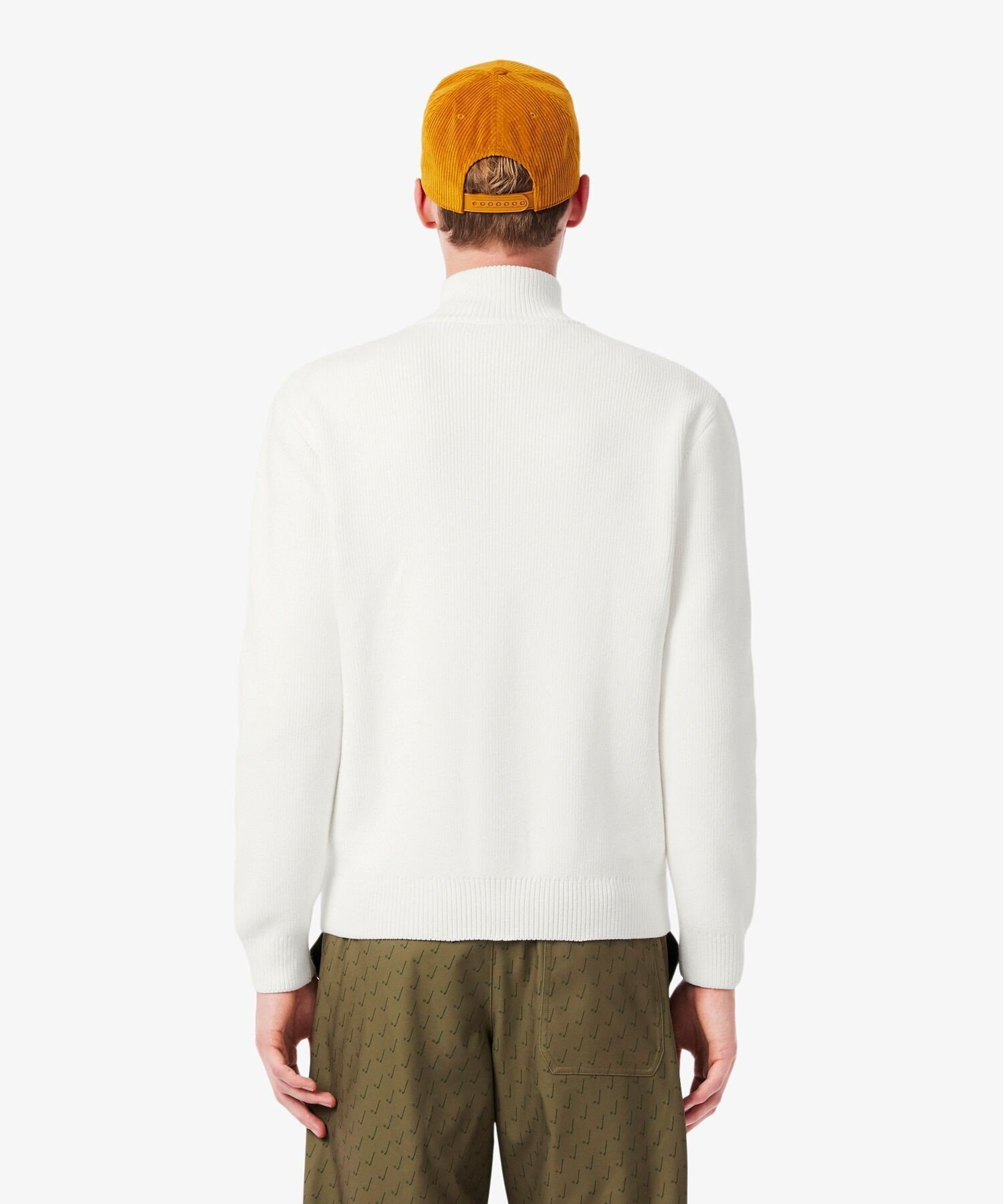 Свитер на молнии из смесовой хлопковой ткани LACOSTE, White — фото 3