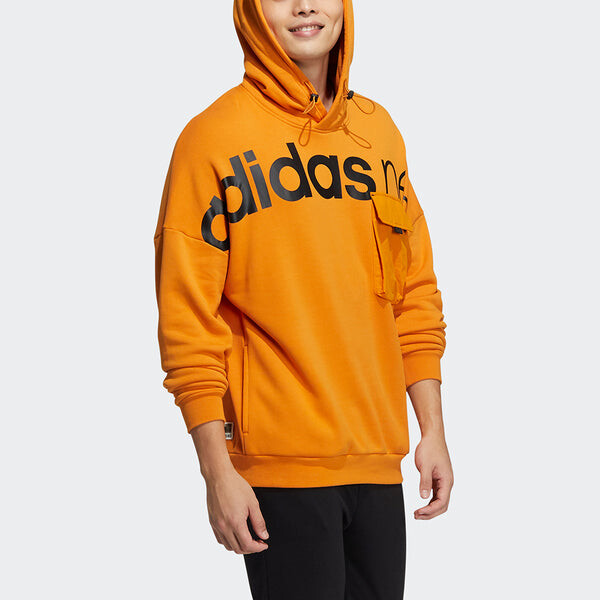 Толстовка men's neo ard hdy large logo printing orange Adidas, оранжевый — фото 4