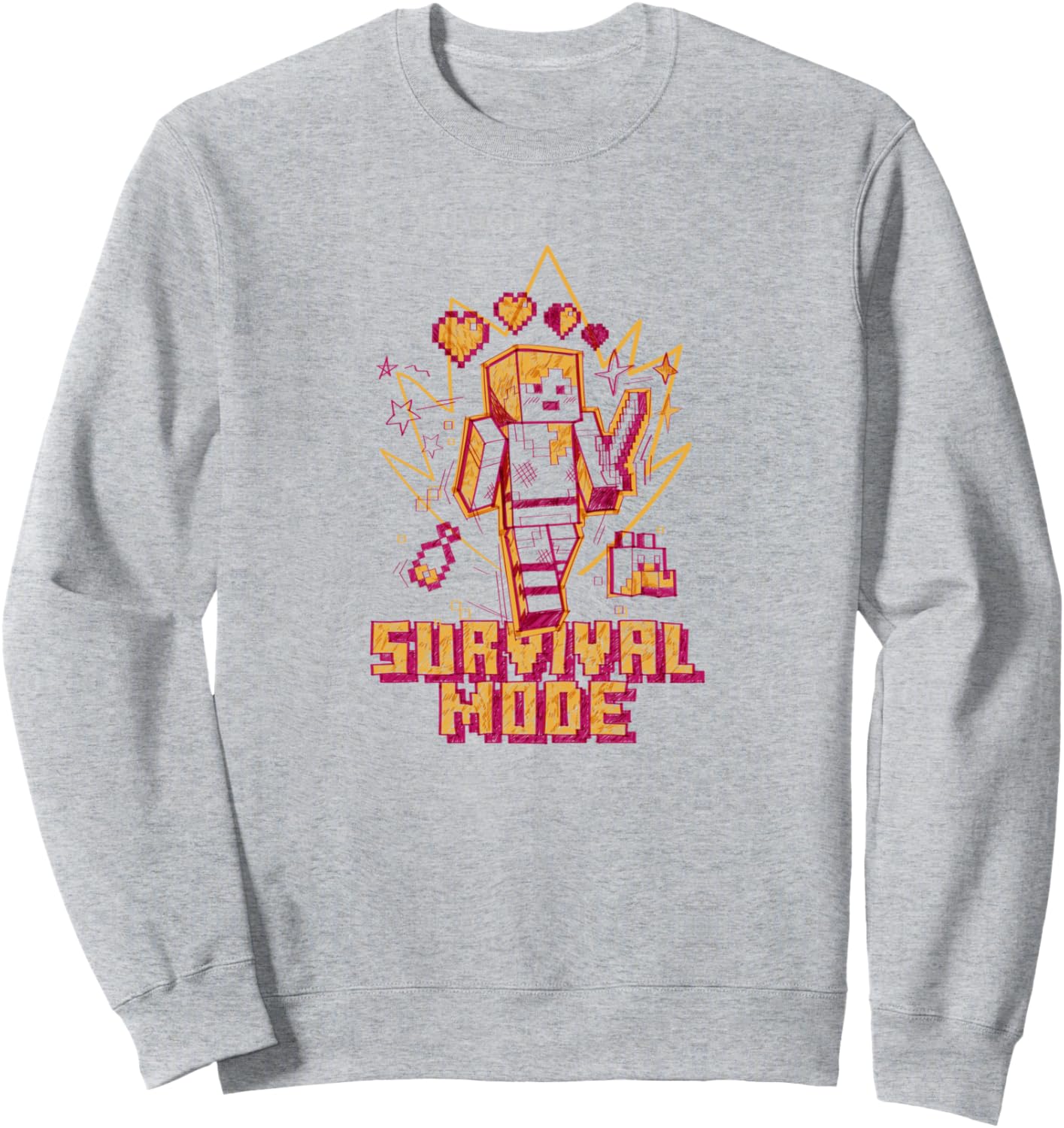 

Футболка с красным и оранжевым контуром в стиле Minecraft Alex Survival Mode