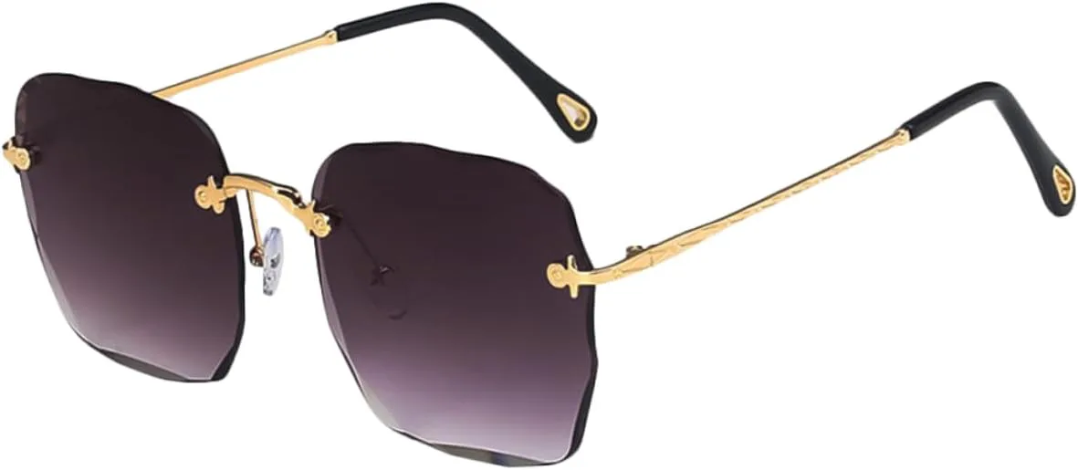 

Прямоугольные солнцезащитные очки для женщин, большие, без оправы, модные, с металлическим каркасом, из полимерной смолы, для пляжа и отдыха AOKWAWALIY, Grey