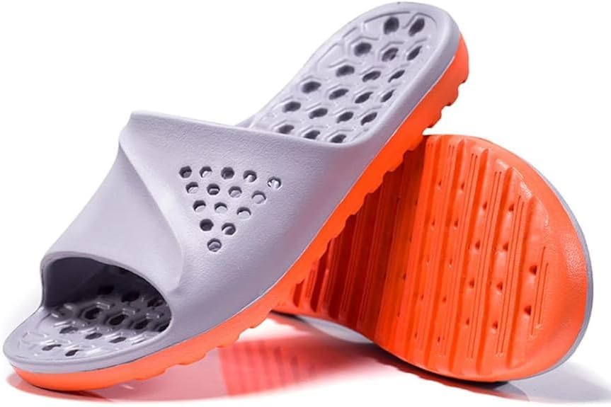 

NIDDISLIP Душевые тапочки Быстросохнущие Нескользящие тапочки Мужские душевые сандалии с дренажными отверстиями Открытый носок Домашние тапочки для ванной Для спальни, бассейна, колледжа, общежития, спортзала, пляжа, серый