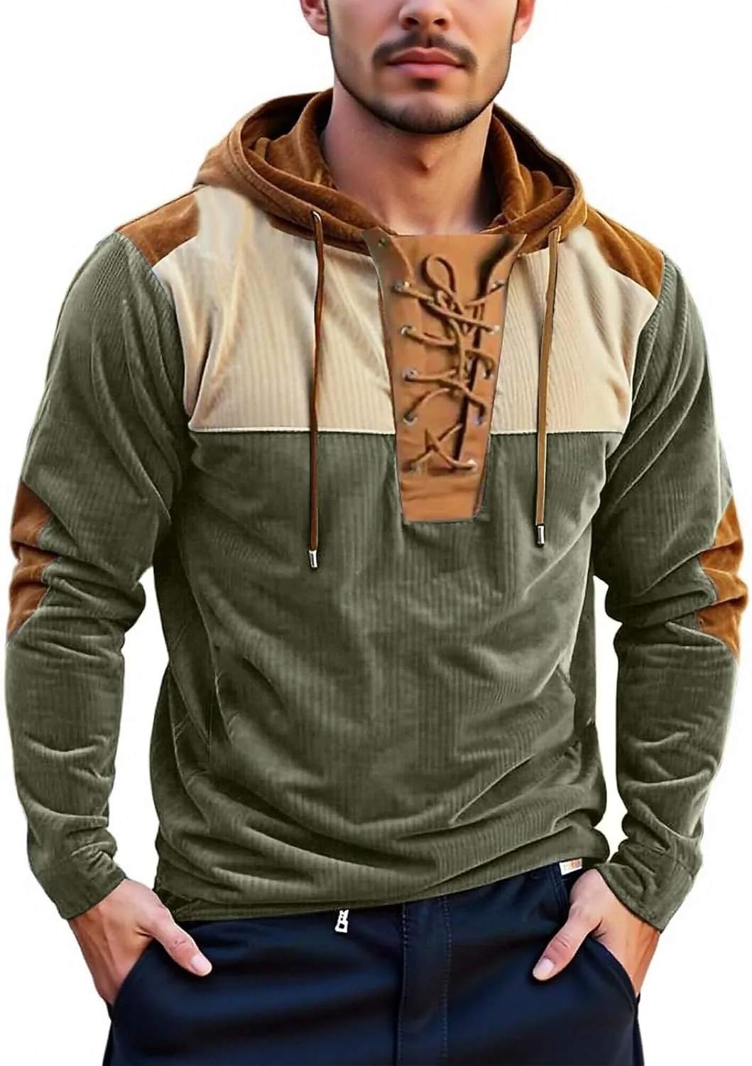 

Винтажный худи Western для мужчин с длинными рукавами и цветными блоками, размеры M-3XL