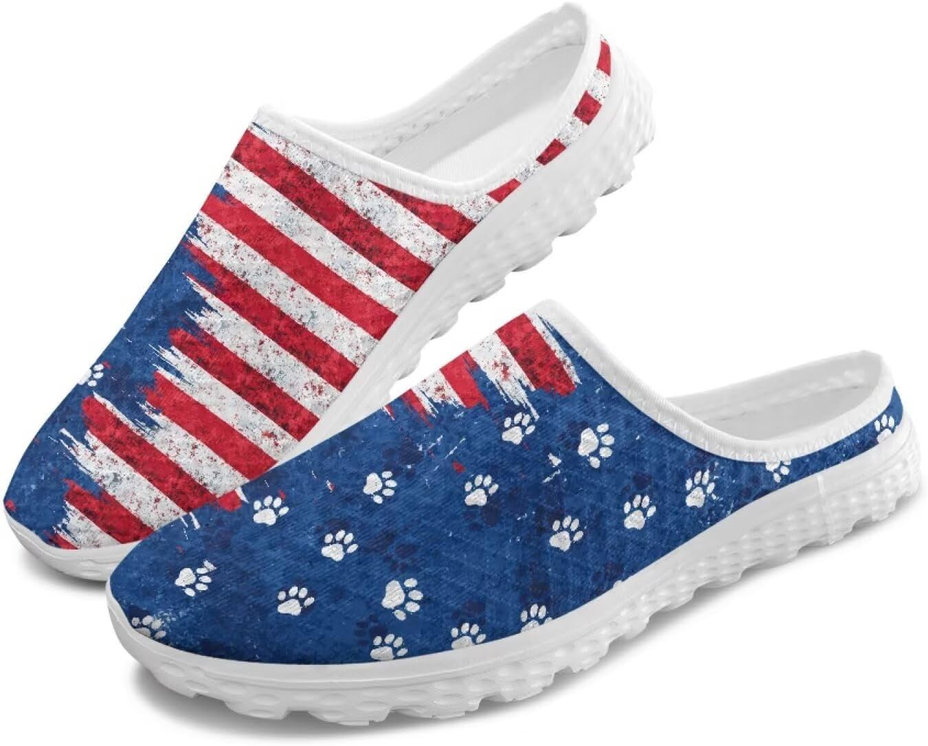 

Женские легкие тапочки с сетчатым верхом и закрытым носком, удобные для ленивого ношения, модные кроссовки для прогулок Tomeusey, American Flag Paw