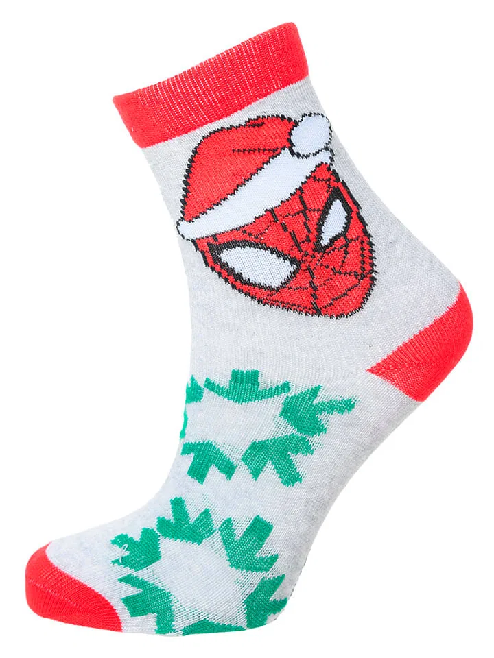 Носки, набор 3 пары, Spiderman, красный/белый — фото 2