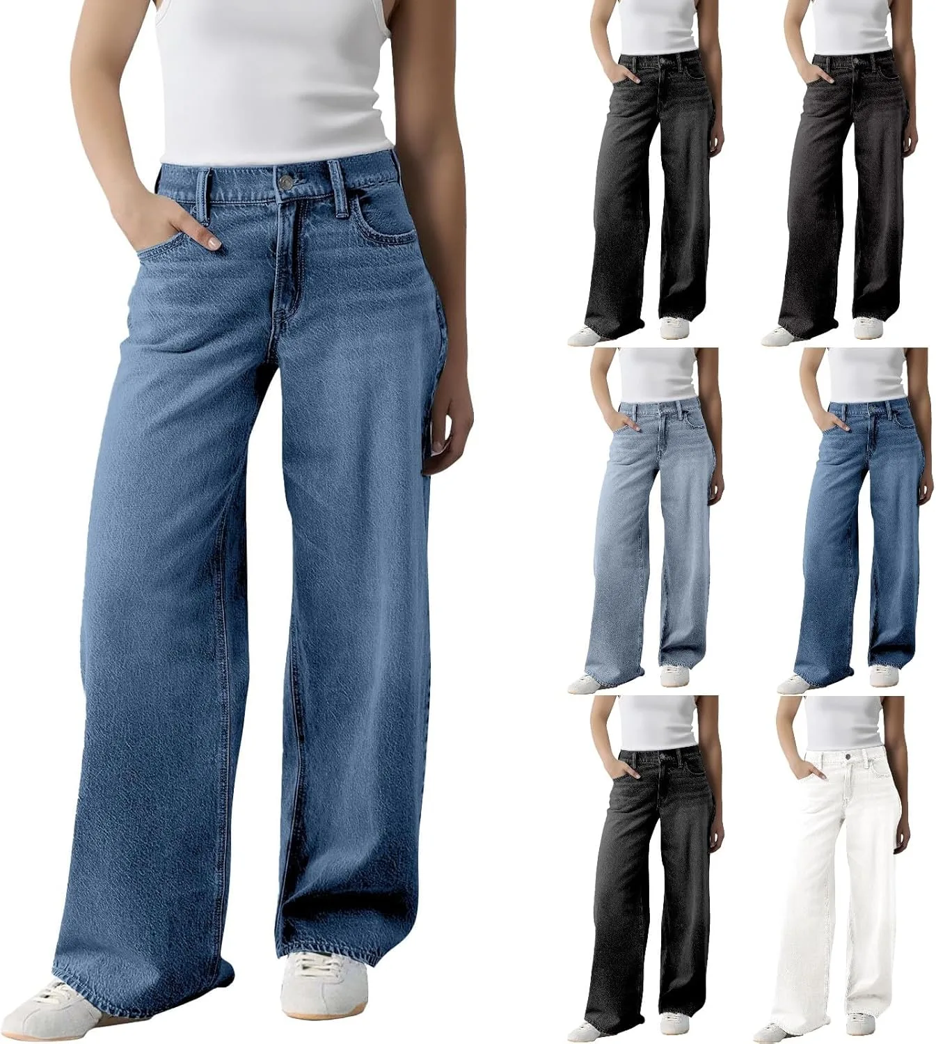 

Женские джинсы Plus Size Low Waisted с растяжкой, Wide Leg, размеры XS - 6XL