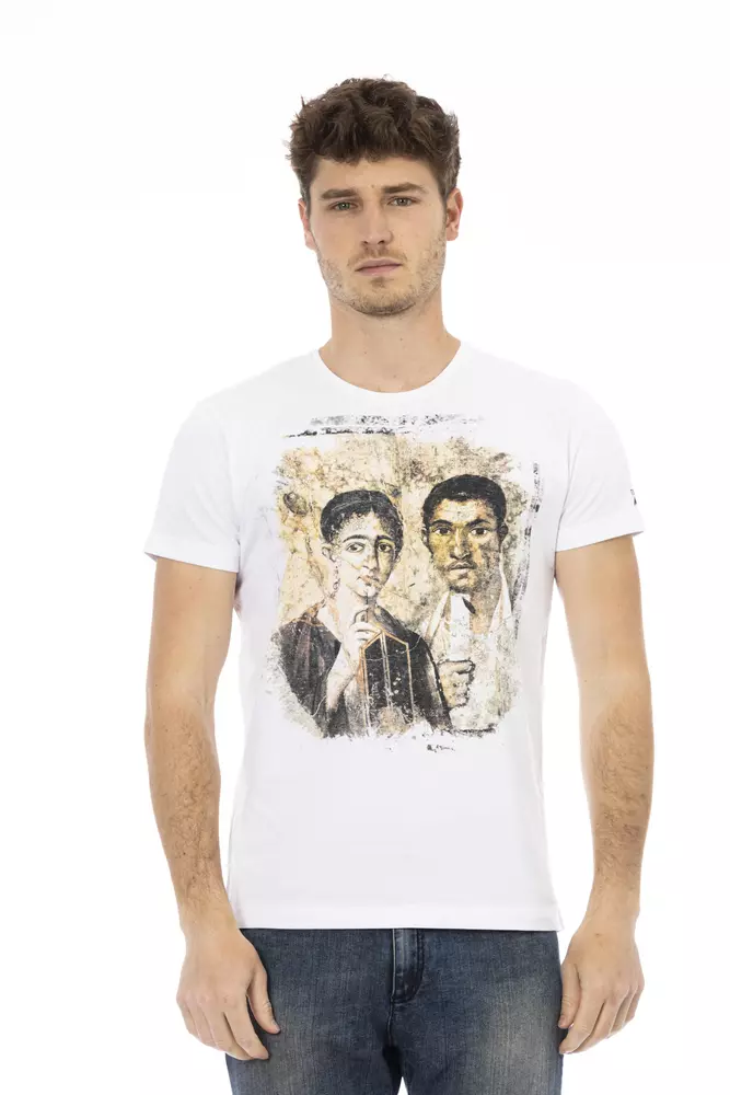 

Белая хлопковая мужская футболка Trussardi