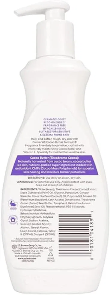 Лосьон для тела увлажняющий Palmer's Cocoa Butter Formula, без отдушки, 400 мл — фото 2
