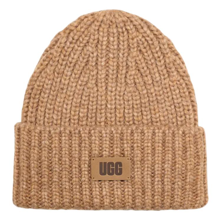 

Детская шапка с логотипом в технике Fisherman's Knit UGG, коричневый