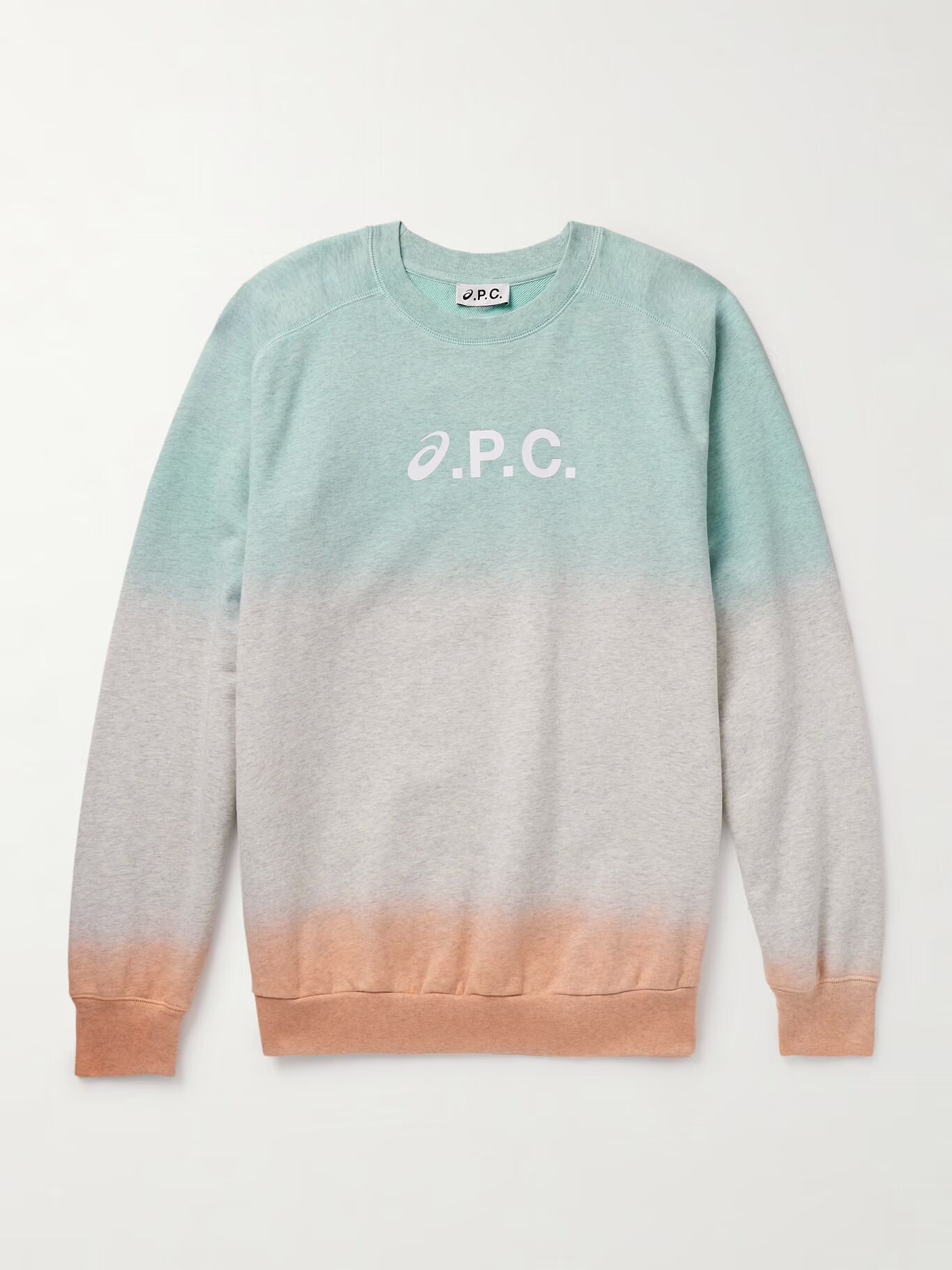 

Толстовка из органического хлопкового джерси с принтом логотипа ASICS Dip-Dyed A.P.C., синий