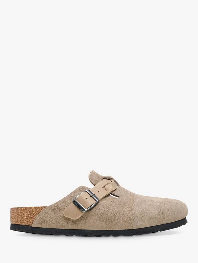 Бостонские замшевые клоги с плетеной пряжкой Birkenstock, Taupe Norrow fit