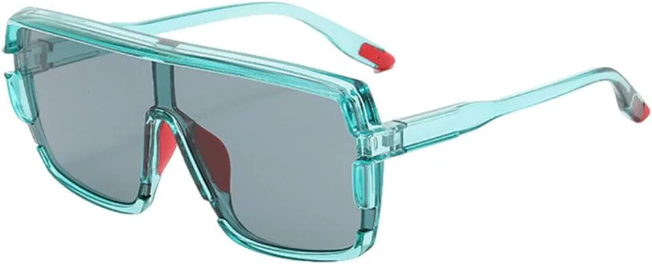 

Солнцезащитные очки в крупной оправе для мужчин, цельная линза, квадратная форма, солнцезащитные очки для женщин, зеленые, фиолетовые, UV400 MUTYNE, Green With Grey