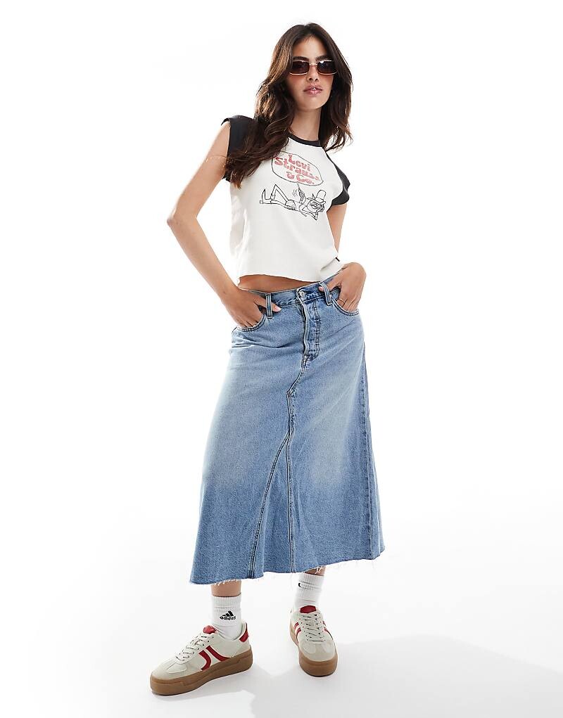 

Длинная джинсовая юбка средней посадки Levi's с высокой посадкой и деконструированным силуэтом