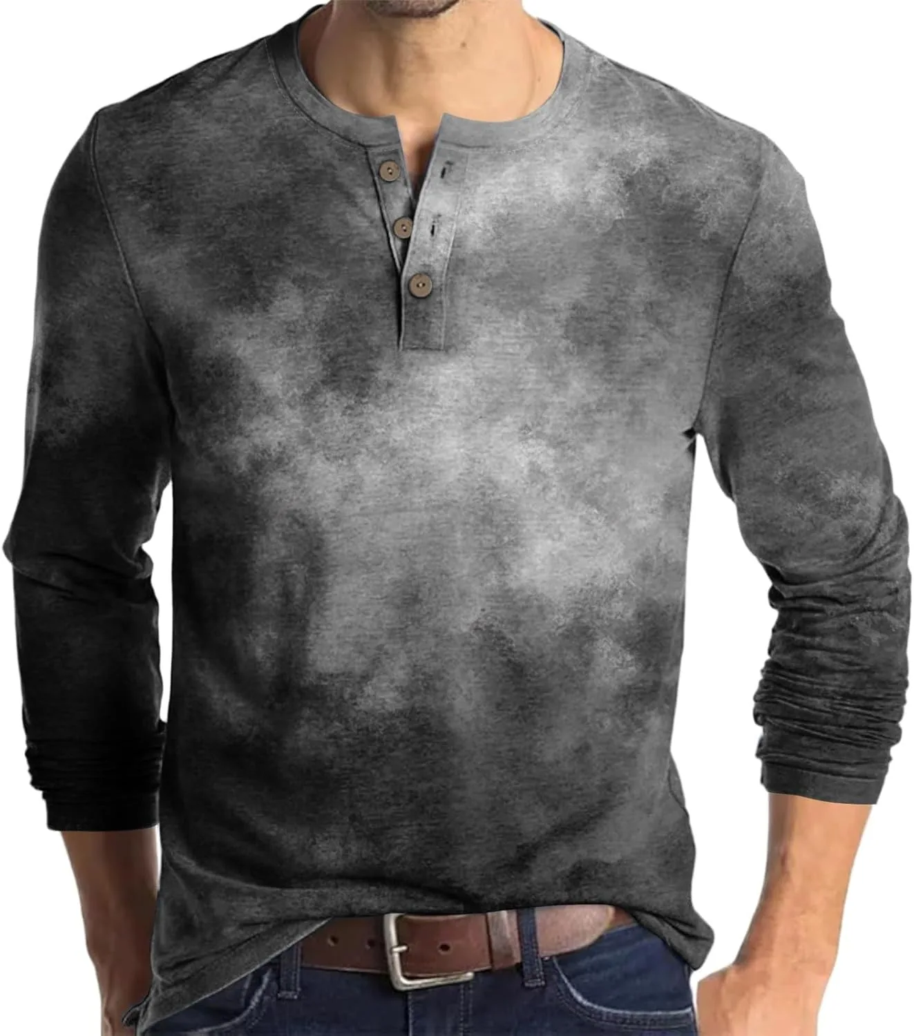 

Ymosrh Мужская футболка-поло с длинным рукавом, Casual, Tie Dye, M-3XL