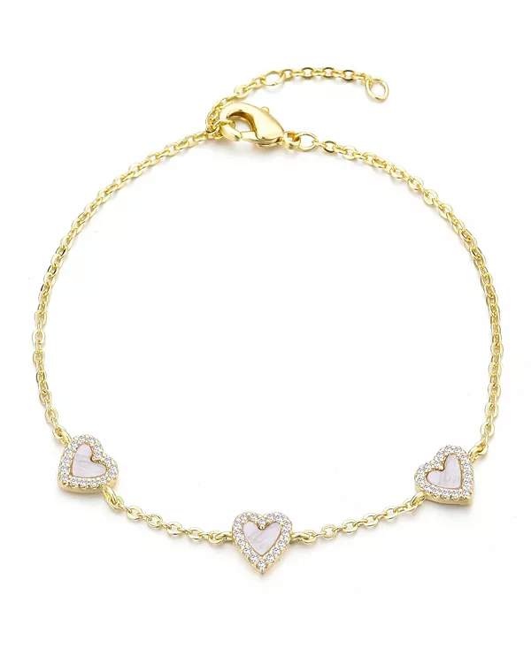 

Золотой перламутровый мини-браслет в форме сердца с ореолом Adornia, gold