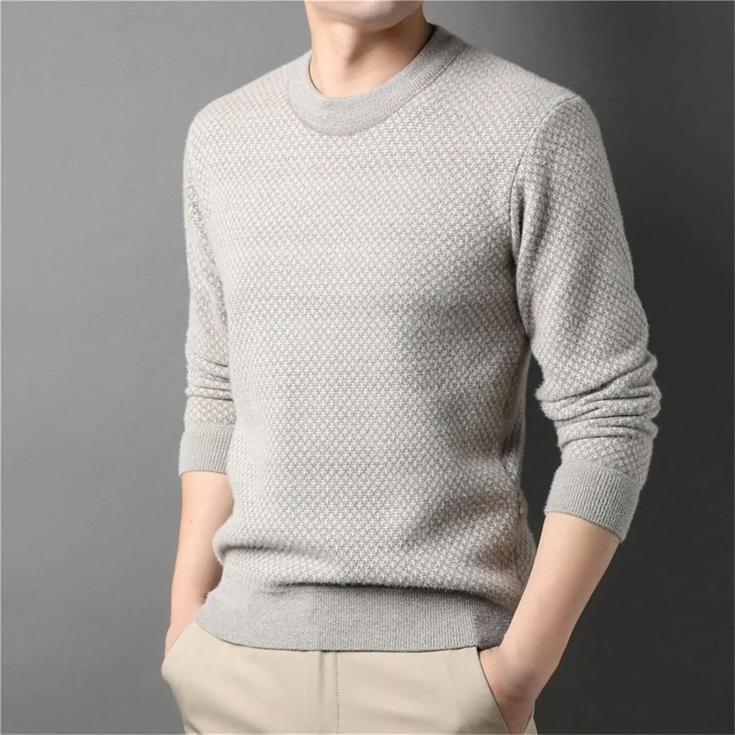 Мужской свитер O-Neck из флиса с длинными рукавами Slim Fit — фото 3