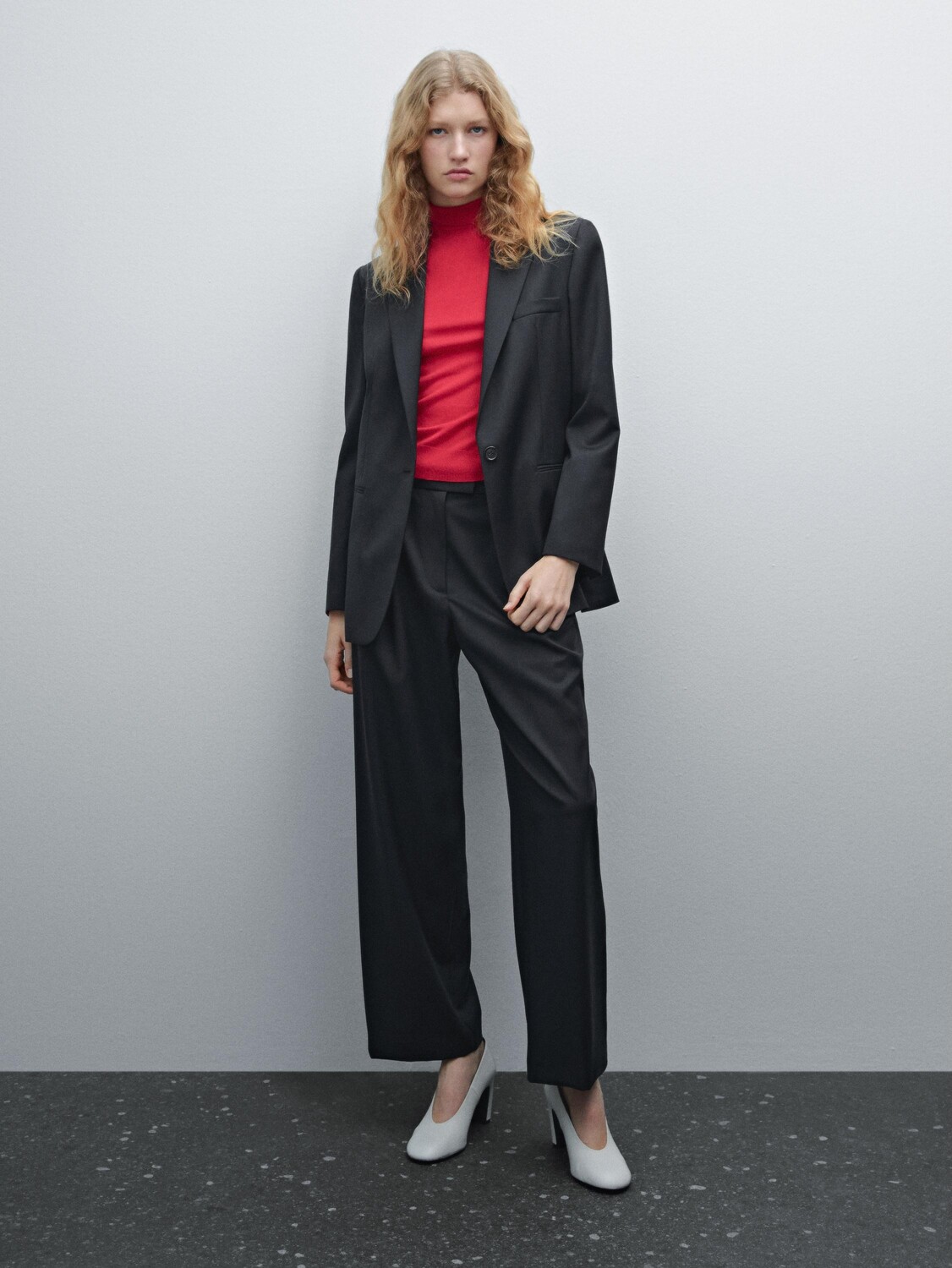 

Прямые шерстяные брюки. Massimo Dutti, синий