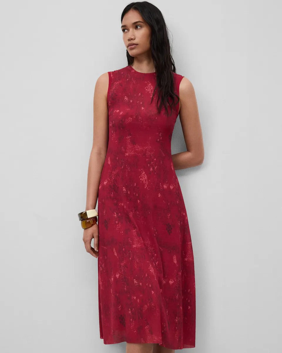 

Плиссированное платье с принтом Adolfo Dominguez, красный