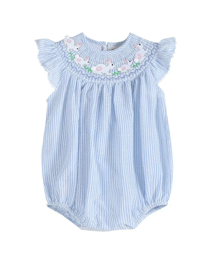 Комбинезончик Lil Cactus Seersucker Bunny Smocked Flutter Romper, сине-белый