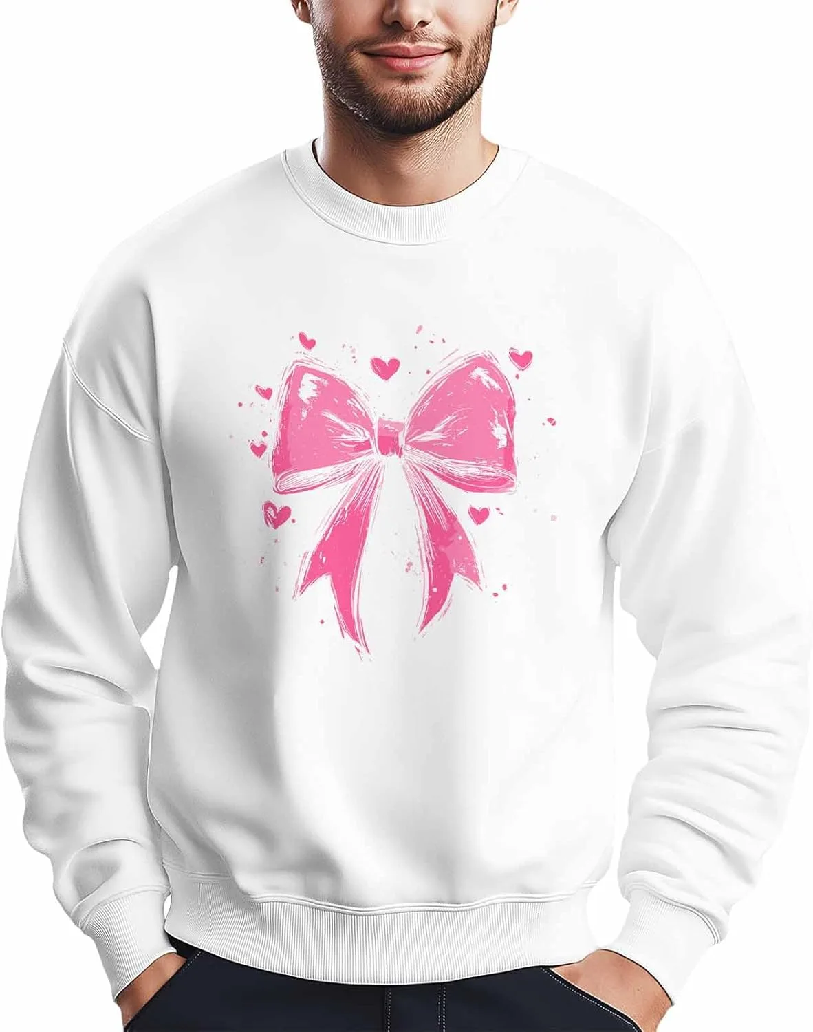 

Мужской свитшот с принтом Pink Love Bow, лонгслив Winvebermior