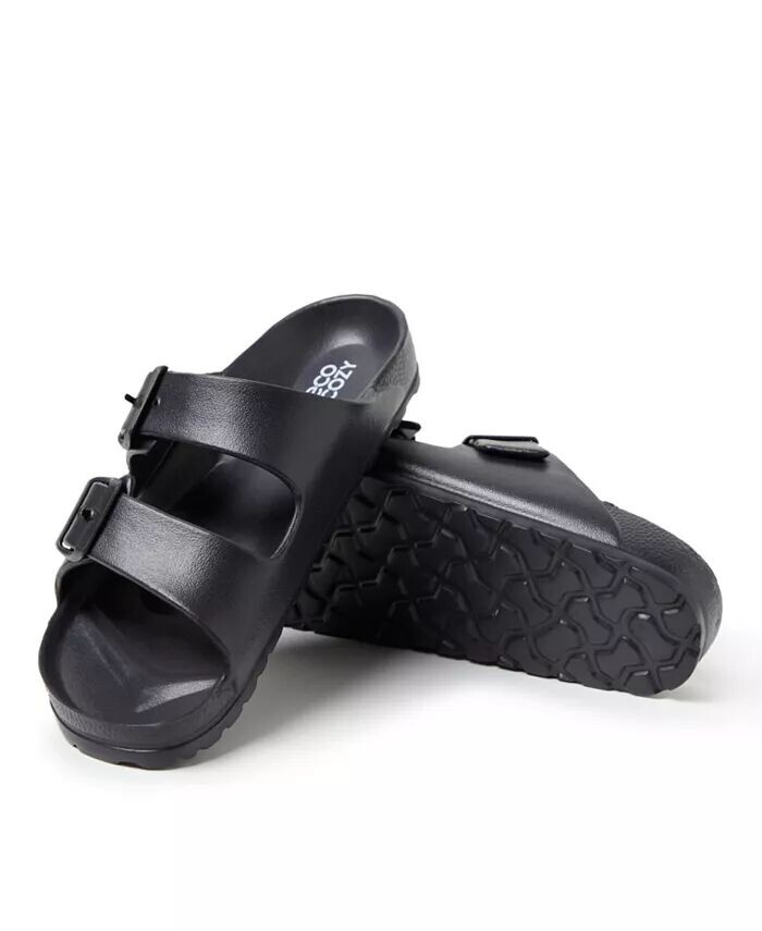 Женские сандалии EcoCozy с двойной пряжкой из экологически чистого материала Dearfoams, черный — фото 4