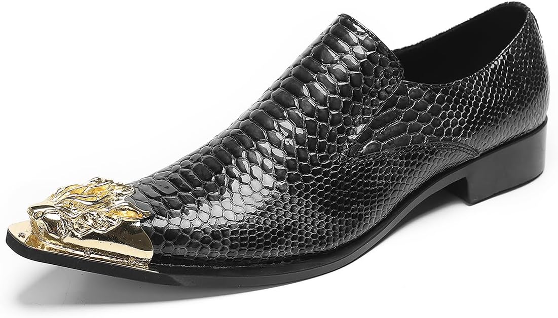 

Мужские лоферы Santimon с металлическим носком, из натуральной кожи, мокасины, модные повседневные удобные классические туфли, черный