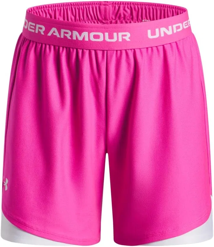 Шорты Under Armour Girls' Tech Play Up 5 Inch Shorts, (652) Rebel Pink/White/White