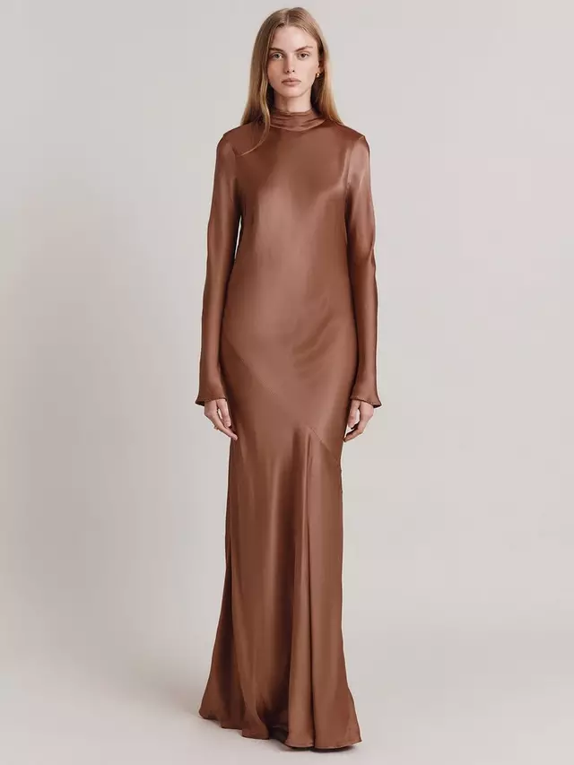 

Платье Ghost Rayna High Neck Low Back Maxi, цвет amber