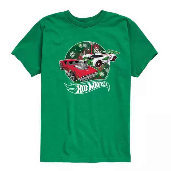 

Футболка с праздничным принтом для мальчиков 8-20 лет Hot Wheels, зеленый
