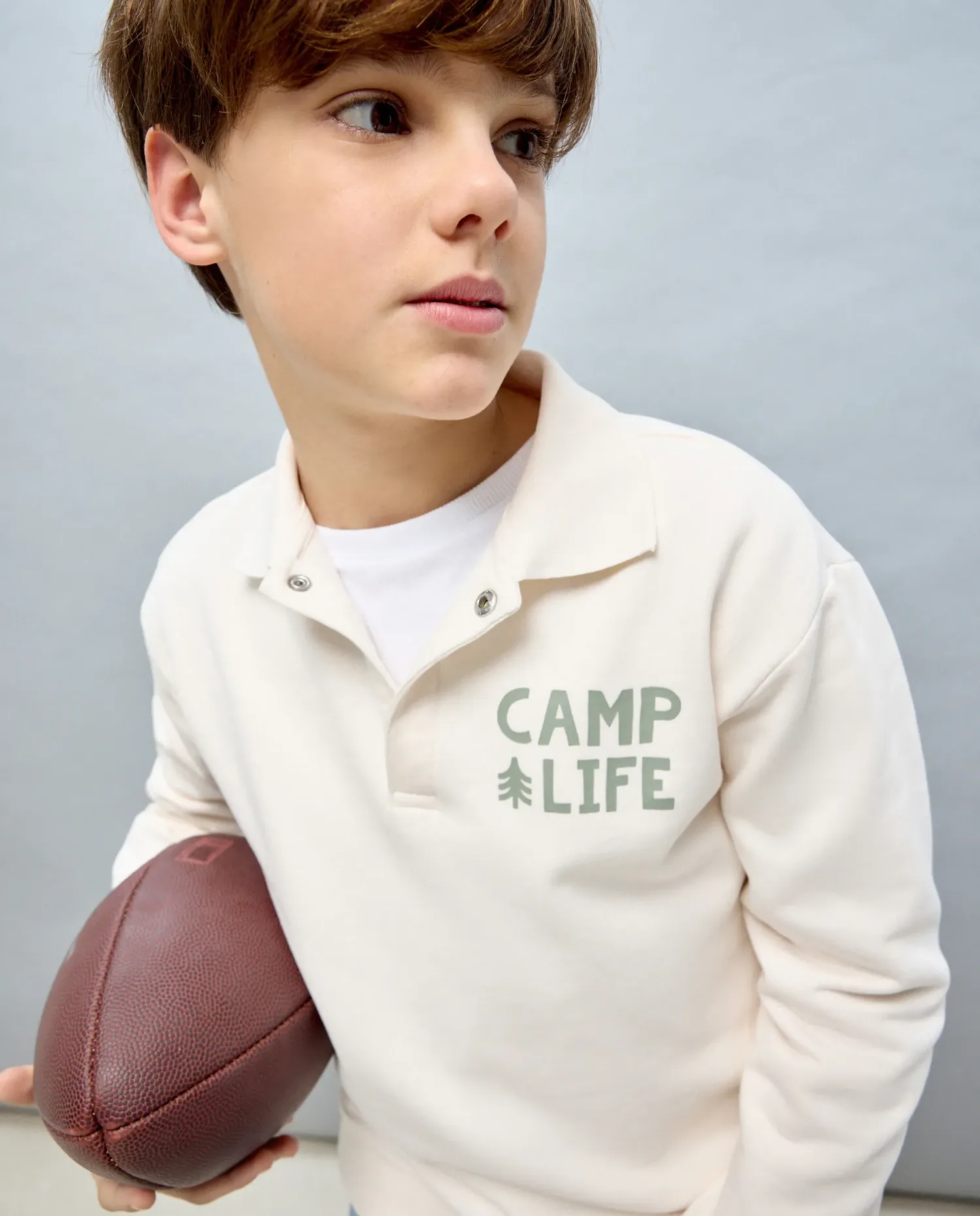 Детская толстовка с воротником поло Kids El Corte Inglés, белый — фото 2